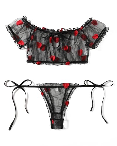 Ensemble de lingerie femme Avidlove sous-vêtement exotique noir