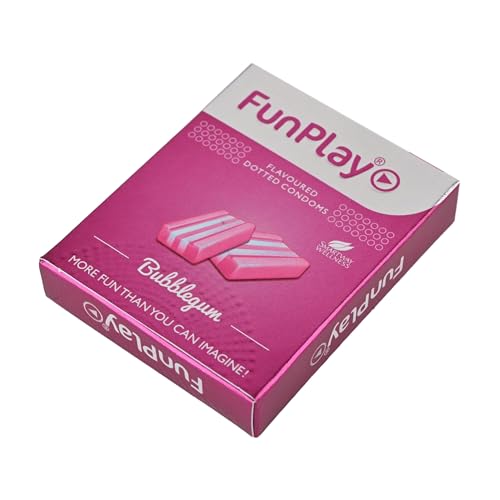 Image of Funplay Bubblegum Dotted Condoms 3 PCS | Flavoured Latex Condoms with Dots | Pre-Lubricated Smooth Surface | Comfortable Fit | Travel Friendly Pack | For Men