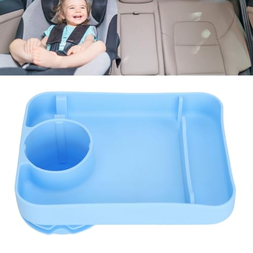 Image of Car Seat Tray for Kids, Car Tray Thickened Silicone Cup Holder Tray Car Seat Attachable Storage Organizers Car Seat Snack Tray Car Seat Cup Holder Tray Car Seat Tray for Snacks Toys Books Travel