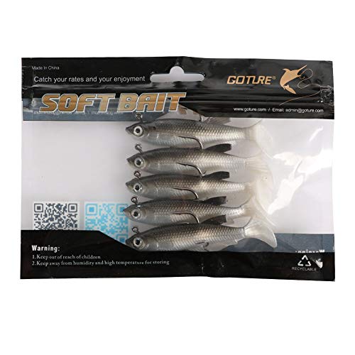 Goture Lead Jigs Soft Fishing Lures With Hook Sinking Swimbaits For Saltwater And Freshwater 5 Colors Available (Pack Of 5) #TOP6