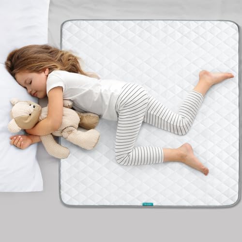 Image of Waterproof Crib Mattress Protector 34" x 36", Non-Slip & Sturdy Mattress Pad Mat, 4 Layers Incontinence Bed Pad for Children Adults, Pets Training Pee Pad, White