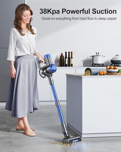 Cordless Vacuum Cleaner, 450W 38Kpa Vacuum Cleaners for Home, Stick Vacuum with Charging Dock Automatically Adjust Suction Brushless Motor, Wireless Handheld Vacuum for Pet Hair/Carpet/Hard Floor