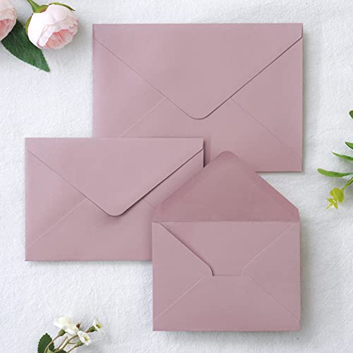 PONATIA 50 Pack A1 Envelopes, 3.63 x 5.2” Dusty Rose Envelopes Perfect for Weddings Cards, RSVP Cards, Response Cards, Baby Showers, Thank You Notes, Photos and any 3.5x5" inserts