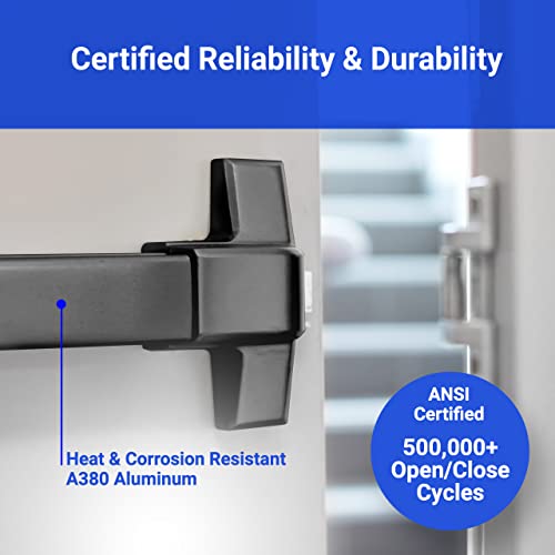 Panic Bar - Push Bar For Exit Doors & Locking Lever With Keys - Ul Listed Grade 1 - Ada Certified With Detailed Instructions (Black) - Fortstrong Fs950 #TOP2