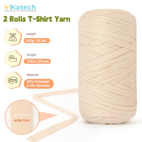 Image of Katech 800g T Shirt Yarn for Crocheting, Crochet Yarn for Knitting-Kahki