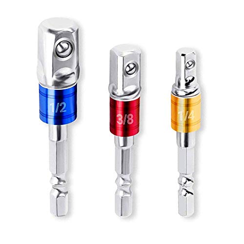 MIMIVIVA Impact Grade Socket Adapter 3 Pack Set, 1/4