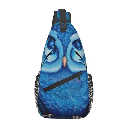 Sac à bandoulière hibou bleu avec fermeture éclair sécurisée pour le travail