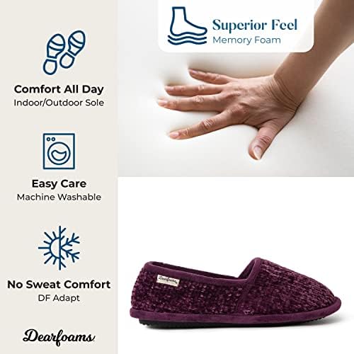 Dearfoams womens Chenille Closed Back Slipper, Aubergine, Medium US | Image 2