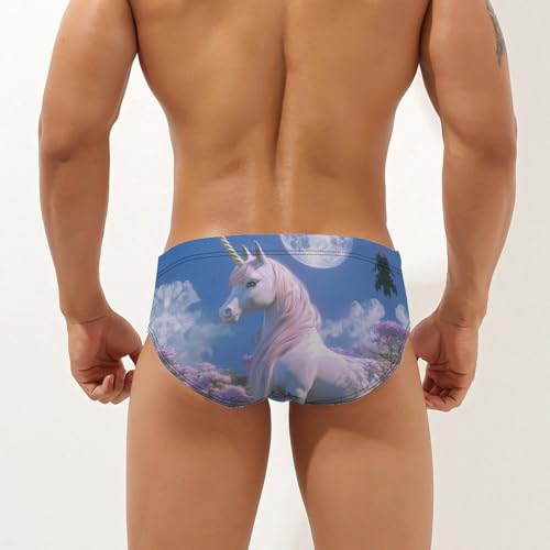 Unicorm with Pastel Mane Mens Swim Briefs Quick Dry Triangle Trunks Swimsuit Swimming Bikini Swimwear2