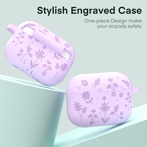 Maxjoy for AirPods Pro 3 Case Cover 2025,Engraved Soft Silicone Purple — view 6