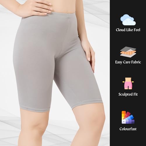 Image of TRASA Women's Cotton Fashion Biker Workout Cycling Shorts, Avialable Sizes: S,M,L,XL,2XL,3XL