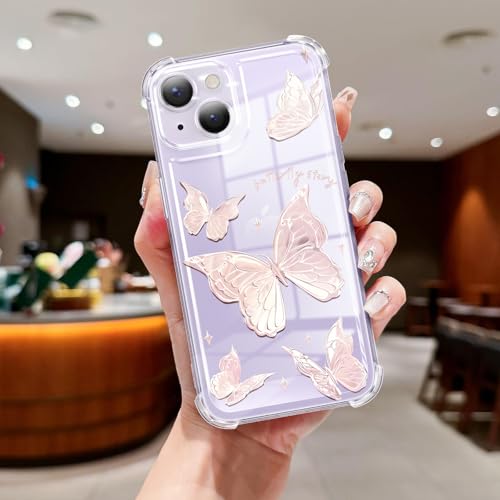 Coque antichoc iPhone 13 papillon souple anti-rayure pour protéger l'écran