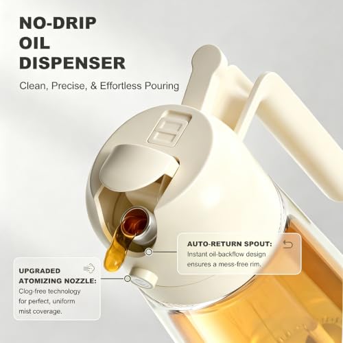 Pure Future 2-in-1 Olive Oil Sprayer for Cooking, Dispenser Bottle (White) - image 3