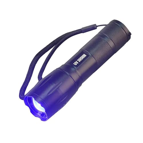 UV LED Zoom Torch 395nm Ultra Violet Black Light Waterproof Super Bright 500lm for Hotel Room Inspection, Revealing Pet Urine & Stains, Banknote Detecting etc + 3 AAA Batteries (Pack of 2 Torches)