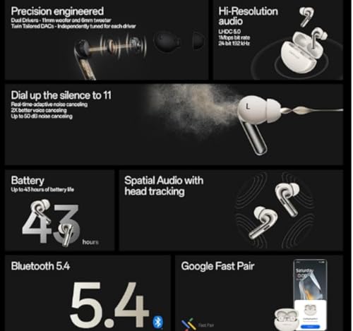 Image of Original for OnePlus Buds Pro 3 Bluetooth True Wireless Earbuds with Spatial Audio, Punchy Bass, Smart Noise Control, Instant Pairing (Black)