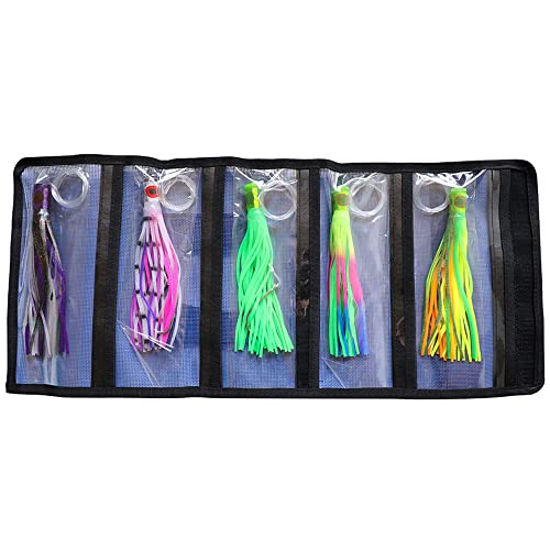 Kmucutie Set Of 5 Pcs 8 Inch Trolling Skirt Lures Marlin Tuna Dolphin Mahi Durado Wahoo . Included 8 Inch Big Game Fishing Lures And Free Mesh Bag #TOP1