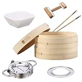 PRIME PICKINGS Bamboo Steamer Basket | 2-Tier Handmade Basket Dumpling Steamer Basket-Traditional Design bamboo steamer for Cooking Dumpling Bao Bun, Rice Potsticker Steaming Chinese Asian Food & Vegetables