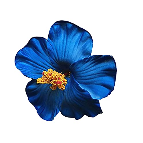 Barrette fleur de Hibiscus barrette fleurs Barrette Fleur Artificielle Pinces à Cheveux Mousse Accessoires De Cheveux pour Mariage Coiffure De Plage (Bleu)