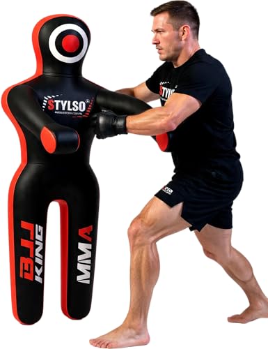 Unfilled Grappling Dummy – Adult Life Size Wrestling & BJJ Training Dummy, MMA Jiu Jitsu Judo Takedown & Throwing Practice, Heavy-Duty Triple-Stitched Canvas Submission Dummy (Black, 5ft / 60")