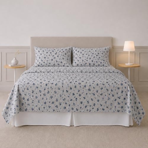 Parure de lit drap-housse poches profondes - Ensemble de draps microfibre bleu rose lit double - 3