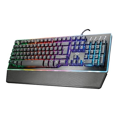 Trust GXT Halbmechanische LED Gaming Tastatur (Deutsches QWERTZ Layout, RGB-Beleuchtung, Anti-Ghosting) schwarz