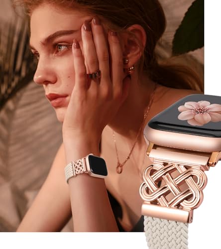 Image of TOYOUTHS Braided Magnetic Band Compatible with Apple Watch Bands 38 /40 /41 /42 /44 /45 /46 /49mm Women Men, Dressy Celtic Metal Stretchy Elastic Strap for iWatch Series 11 10 9 8 7 6 5 4 SE /Ultra 3 2 1