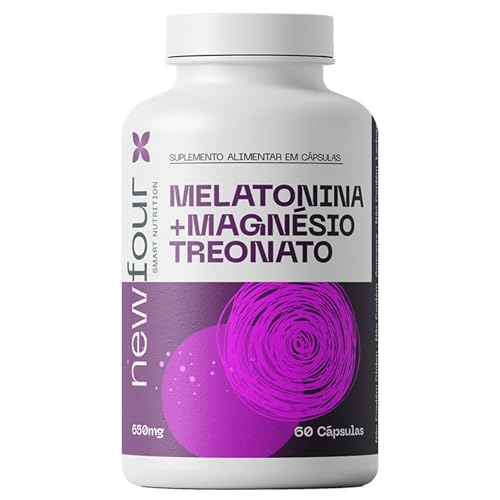 Magnésio Treonato Melatonina Newfour 650mg 60 Cápsulas Adulto