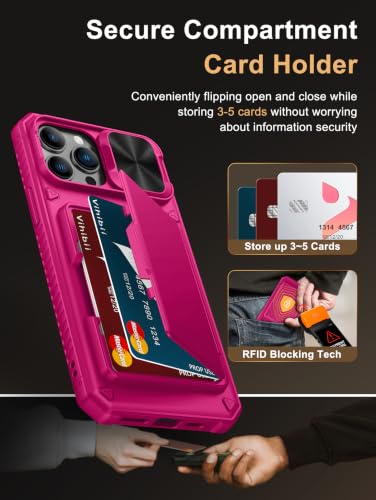 Image of Vihibii for iPhone 12 Pro Max Case Wallet, Card Holder (4 Cards), Hot Pink