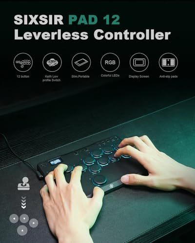 Image of SIXSIR Haute42 Leverless Controller for Arcade Gaming: P12 Lightweight Series - Tournament Lock Switch - 12 Key Crystal Low-profile Switches - Custom RGB - Arcade Controller for PC /PS4 /PS3 /Switch