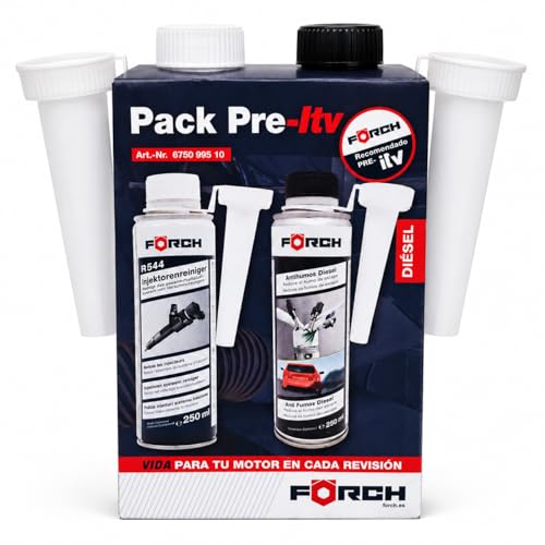 FORCH Pack Pre ITV Diesel Antihumos, Limpia Inyectores y Limpiador FAP, Reduce Emisiones y Humo Negro, Kit 2 x 250 ml