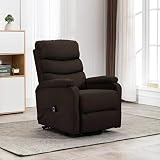 UnfadeMemory Sessel Relaxsessel mit Aufstehhilfe Aufstehsessel Elektrische Ruhesessel Stoffbezug Loungesessel mit Hebe- und Liegefunktion 74x90,5x100 cm (Dunkelbraun)