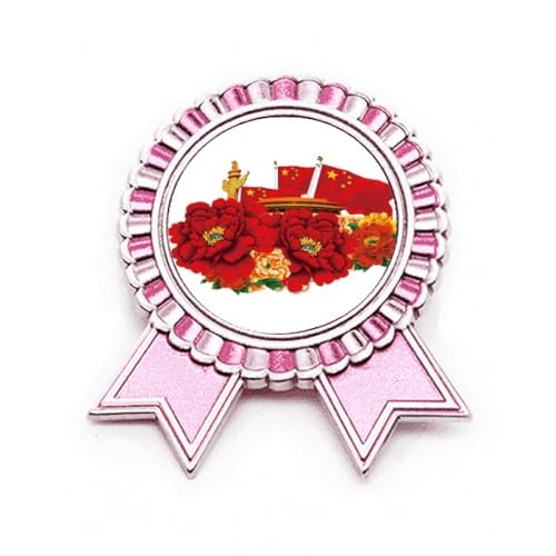 Broche Tiananmen drapeau rouge accessoire veste métal avec étoile rose M