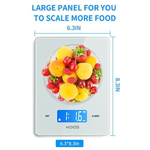 Koios 11Lb/5Kg Small Accurate Food Scale For Kitchen, Waterproof Usb Plug In Rechargeable Digital Kitchen Scale, Digital Food Kitchen Scale For Weight Loss, Food Scale For Baking Dieting, White #TOP4