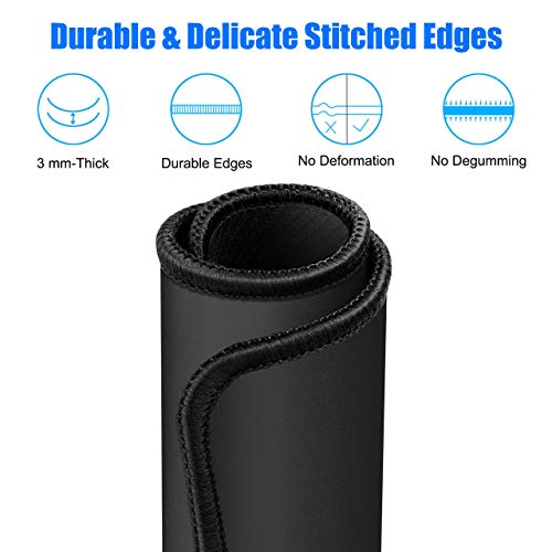 JIKIOU Mouse Pad with Non-Slip Rubber Base, Premium-Textured & Washable Computer Mousepad with Stitched Edges, Mouse Pads for Computers, Laptop, Gaming, Office & Home, 8.3 x 10.2 in, Black - Thumbnail 3