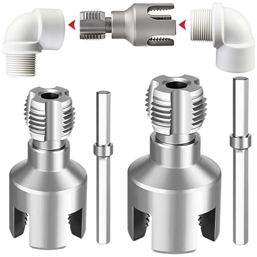 Herramienta De Rosca Para Tubos De PVC,2 Herramienta de corte de rosca de manguera,Máquina Eléctrica De Roscar Conductos,Kit De Tubos - Dispositivo De Corte Externo e Interno Para Trabajos