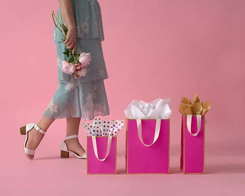 Image of Papyrus 14 inch Wine Gift Bag (Pink and Gold) for Birthdays, Weddings, Anniversaries and All Occasions (1 Bag)