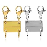 MOKKHNB 2個 多ネックレス用錫合金クラスプ 耐久性と快適性を備えた色 ゴールド シルバー ネックレスセパレーター 重ね着け対応 ジュエリー