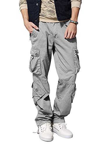 Men's Hiking Cargo Work Pants with 8 Pockets for Casual Military Army Combat Tactical