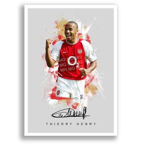 Image of Thierry Henry North London Signed Photo Poster A4/A3 Print Framed Autograph Gift Football Memorabilia France (Grey, A4 Unframed)