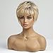 HAIRCUBE Short Ombre Blonde 100% Human Hair Wigs for Women,Pixie Cut Curly Wig With Bang Glueless Wigs Natural Daily Use