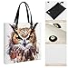 Watercolor Cool Owl Head Leather Tote Bag Soft Handbag Vintage Shoulder Purses Fashion Top Handle Bag Large Capacity
