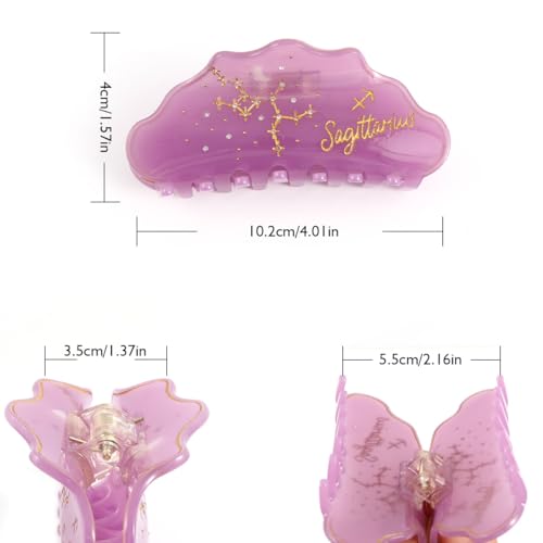 Sagittarius Constellation Acetate Hair Claw, Purple with Gold Accents Personalized Acetate Hair Clip for Women Gift 1 Piece
