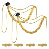WEBEEDY 6 Stück Goldene Aiguillette Schulterkordel Und Traditionelle Geflochtene Schulterklappen Militärkostüm Accessoires Für Aufführungen Cosplay Weihnachtsdekoration Uniform DIY