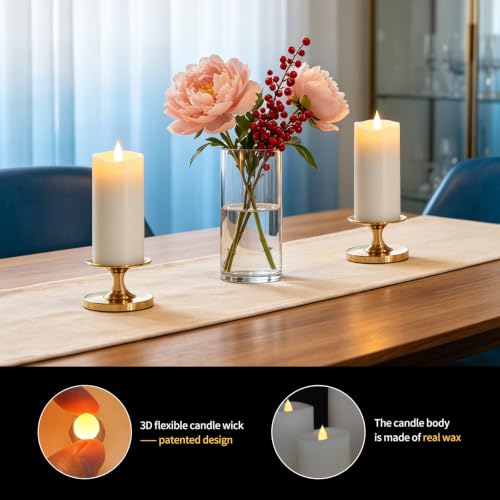 Image of Flameless LED Candles 3 inchx7 inch Set of 2, Battery Operated with Remote & Timer, 600-Hour on 2 AA Batteries, Flickering Realistic Flame, White for Indoor /Outdoor