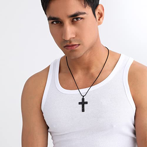 Stainless Steel Black Cross Necklace For Men Boys 18K Real Gold Plated American Flag Pendant Chain Bible Verse Inspirational Necklaces 18 Inches #TOP2