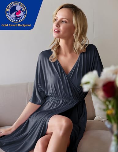 image for Ekouaer 3 in 1 Labor/Delivery/Hospital Gown Maternity Dress Nursing Ni