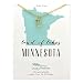 Lucky Feather Minnesota Shaped State Necklace, 14K Gold-Dipped Pendant on Adjustable 16"-18" Chain