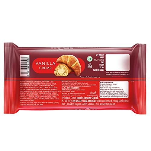 Image of Britannia Treat Croissant - with Vanilla Creme Filling (45g) - 100% VEG (Pack of 2)