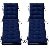 AMCATON 2 Pack 72x21 Inch Folding Chaise Lounge Cushion Quick Dry - Outdoor Sun Lounger Seat Pad with Shredded Foam for Patio Furniture, Deck Chairs, Poolside (Blue, 72 INCH × 21 INCH-2 Pack)
