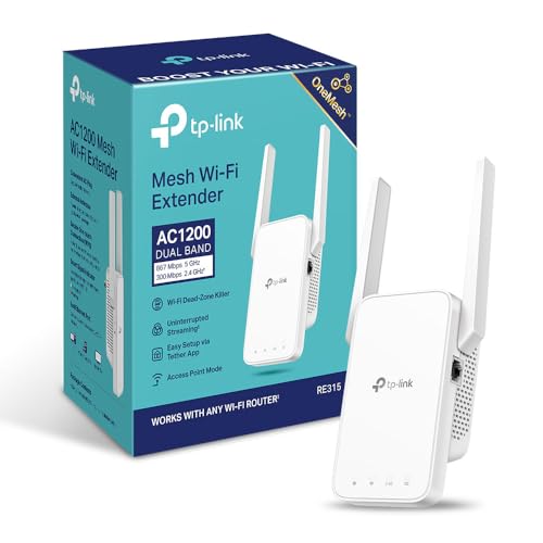 TP-Link RE315 AC1200Mbps WiFi Extender Booster Dual Band, 2 External Antennas, EasyMesh, WiFi Booster Range Extender, Internet Booster, Access Point,